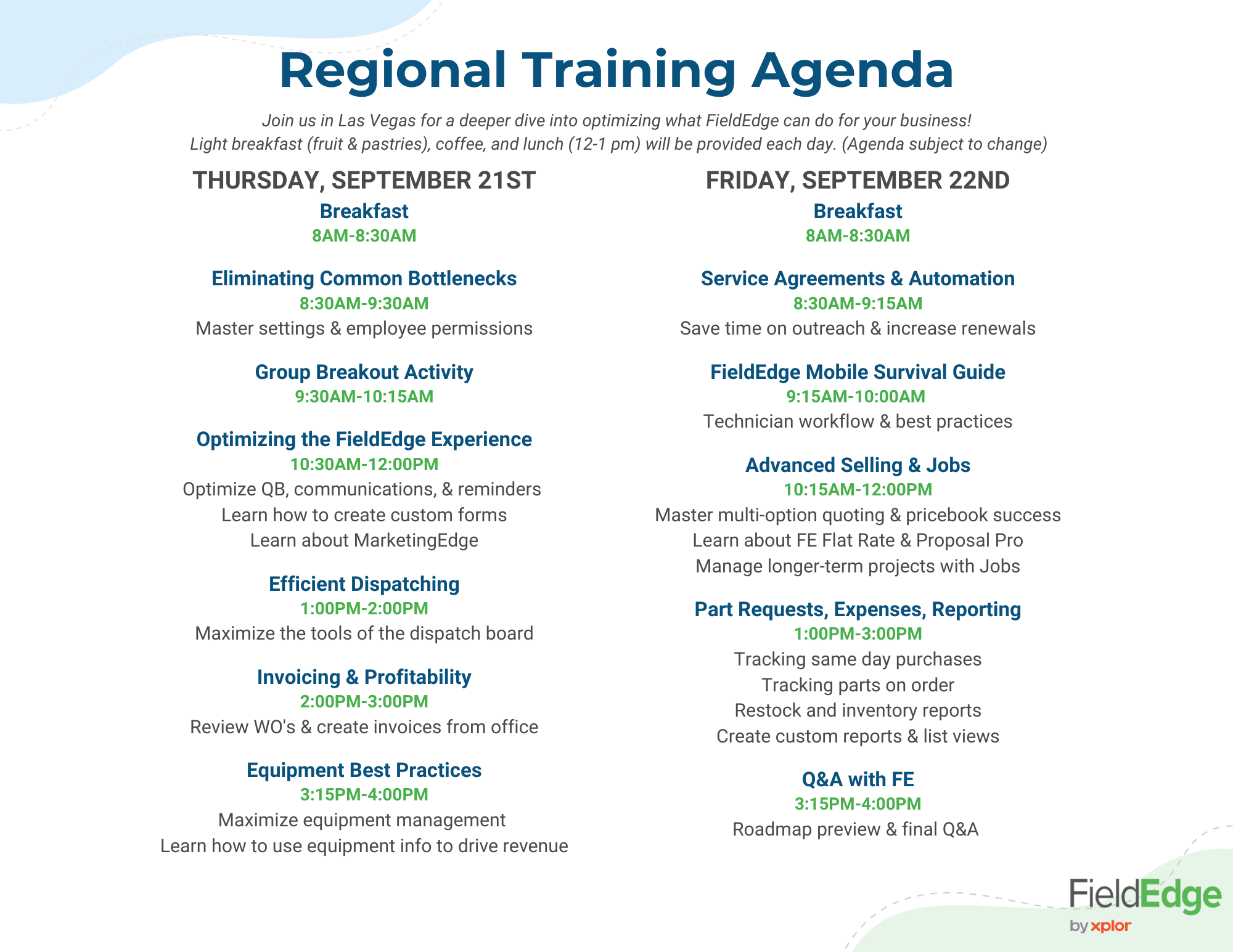 FieldEdge Training Options FieldEdge